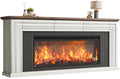 70'' TV Stand with 42'' Electric Fireplace, 3 Drawers, Distressed White P363259