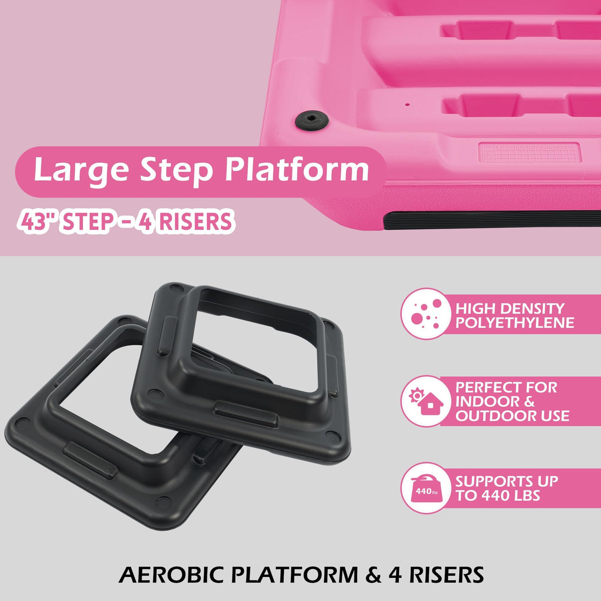 Adjustable Step Aerobic Platform with Risers D5564