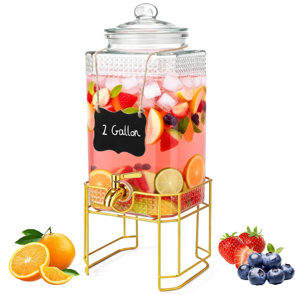 2 Gallon Stainless Steel Beverage Dispenser with Stand Q499223