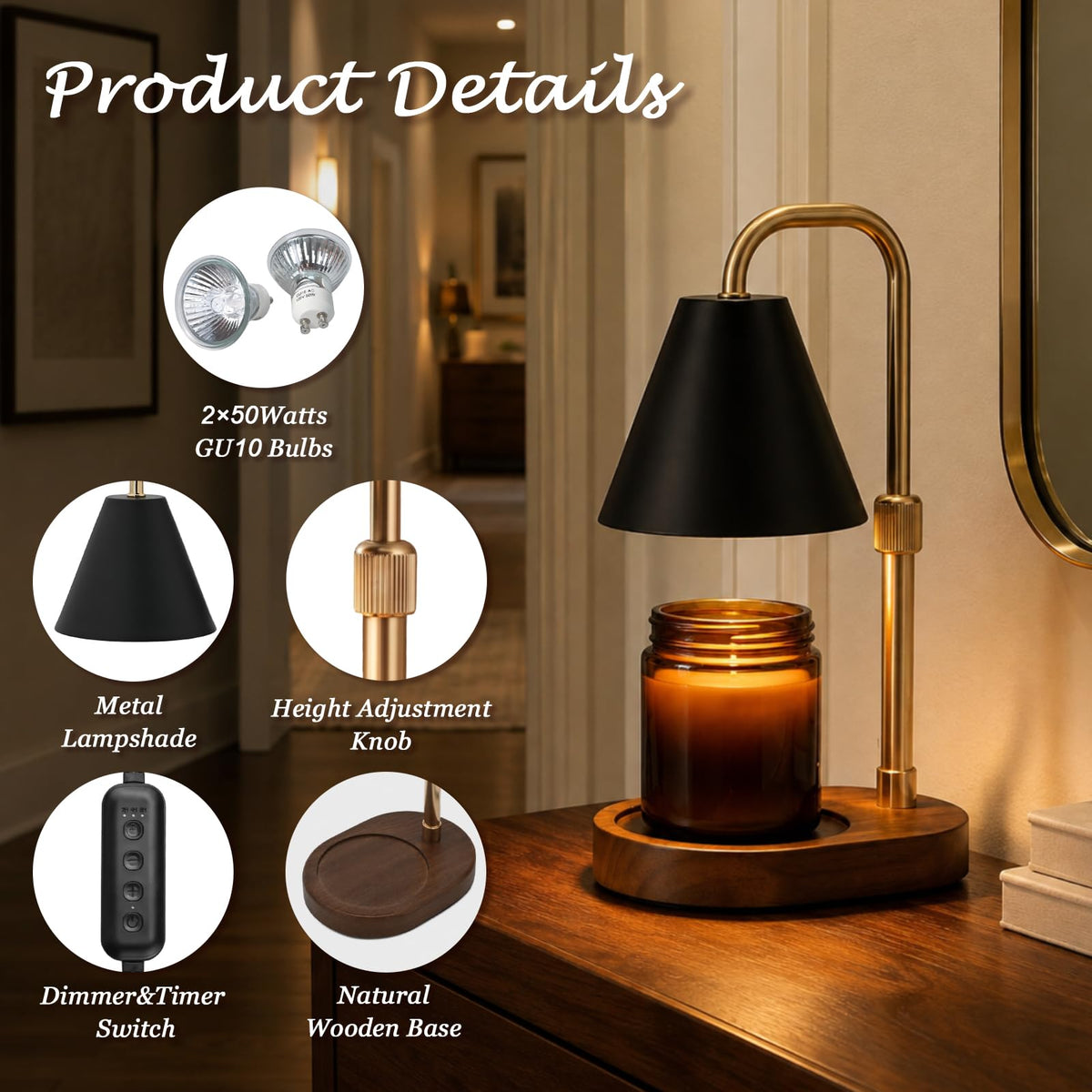 Candle Warmer Lamp Timer Height Adjustable A917