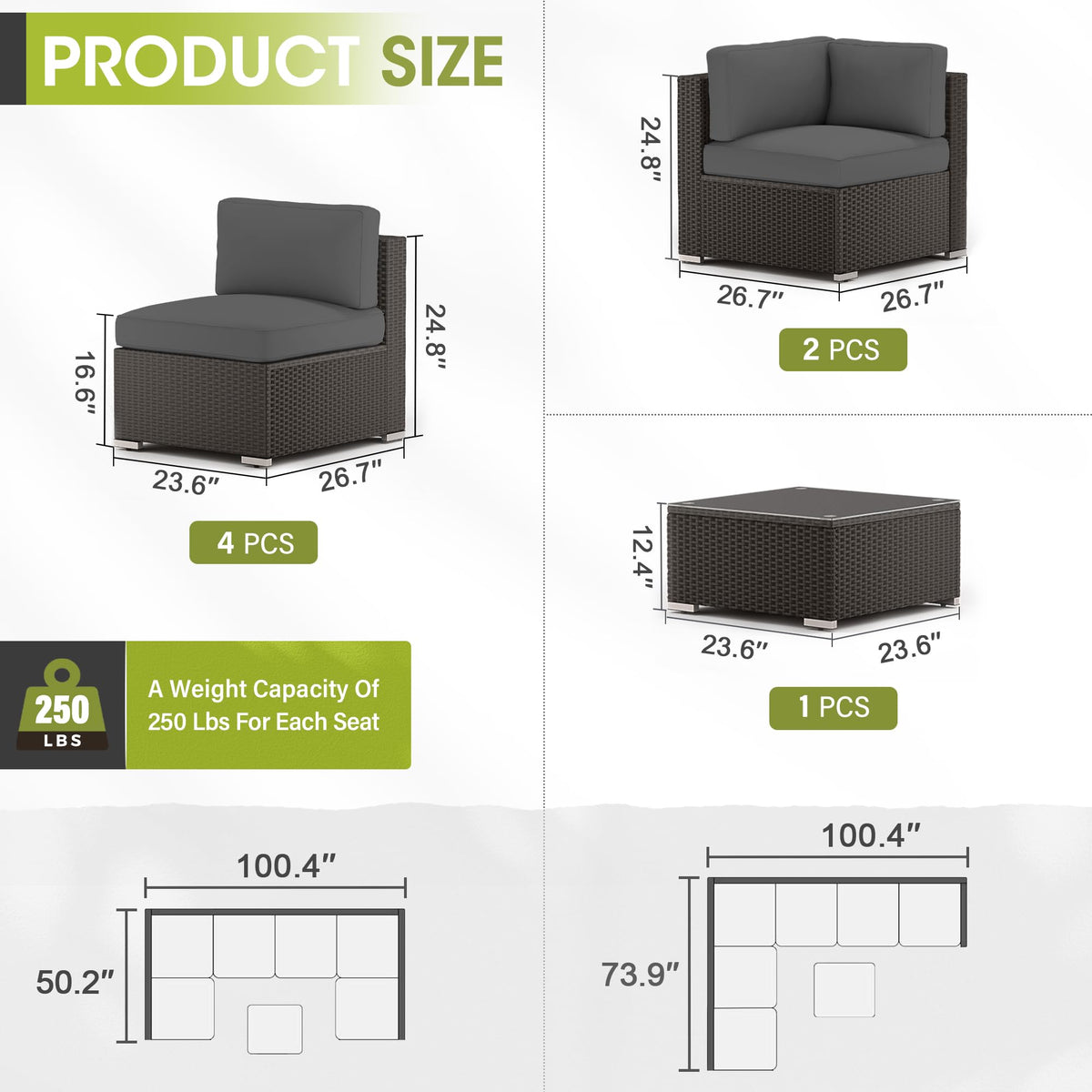 Grey 7-Piece Outdoor Patio Furniture Set W640766