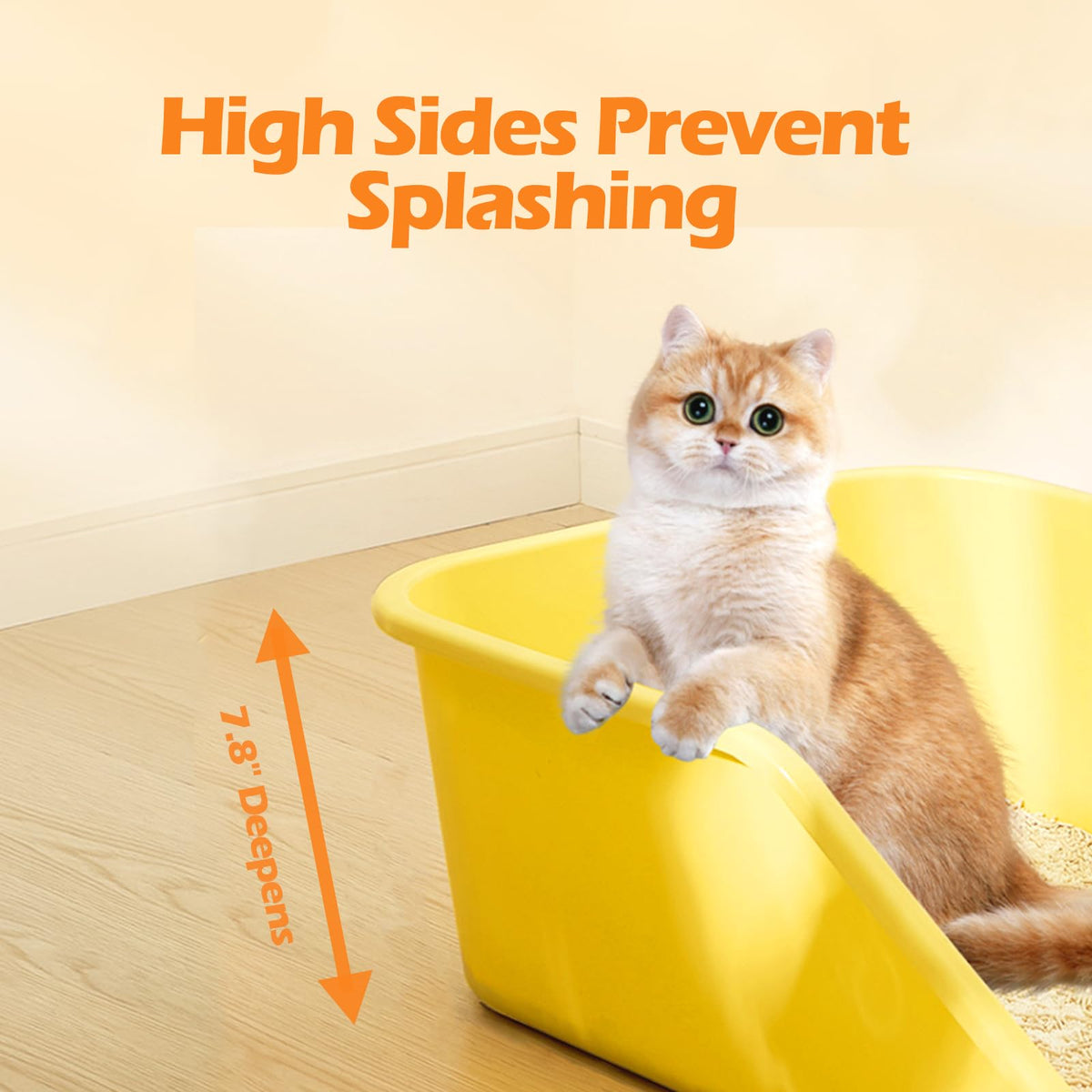 Large Cat Litter Box with High Sides and Low Entry W12554