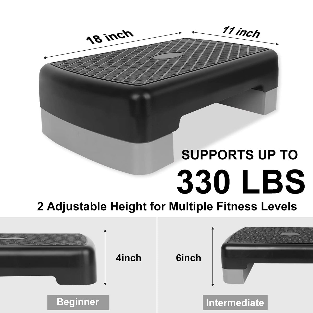 Adjustable 4"-6" Step Aerobics Platform with 2 Riser Z277107