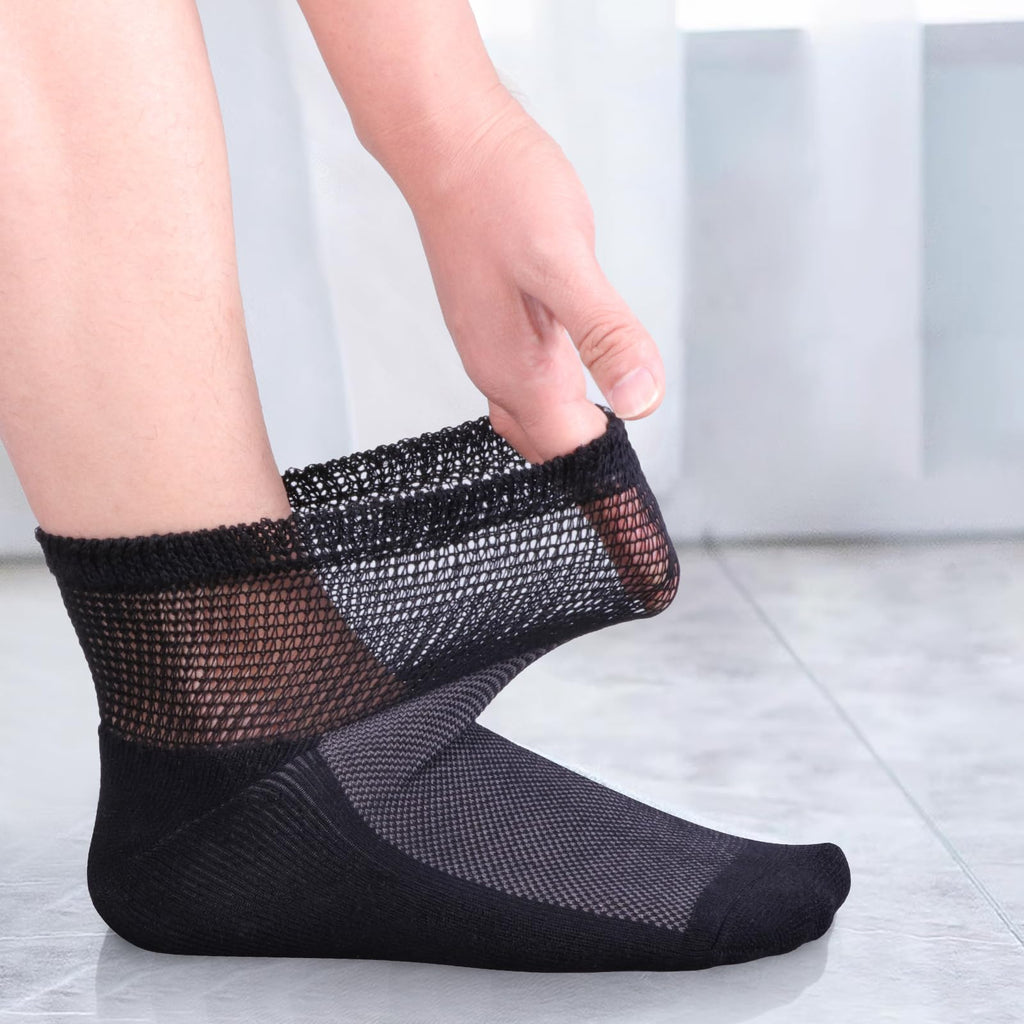 Bamboo Viscose Diabetic Socks, Black, Size 10-13, 5 Pairs G840
