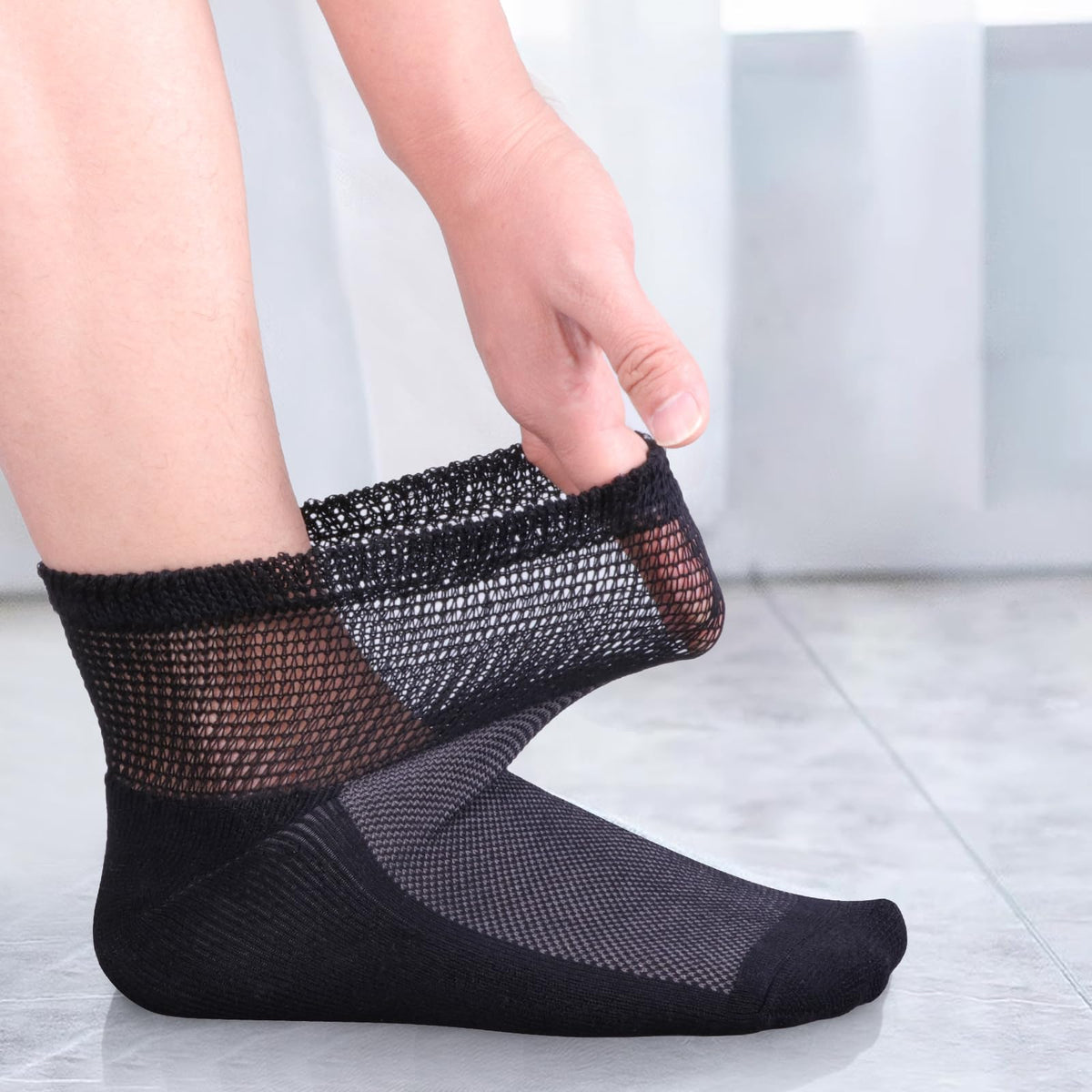 Bamboo Viscose Diabetic Socks, Black, Size 10-13, 5 Pairs G840