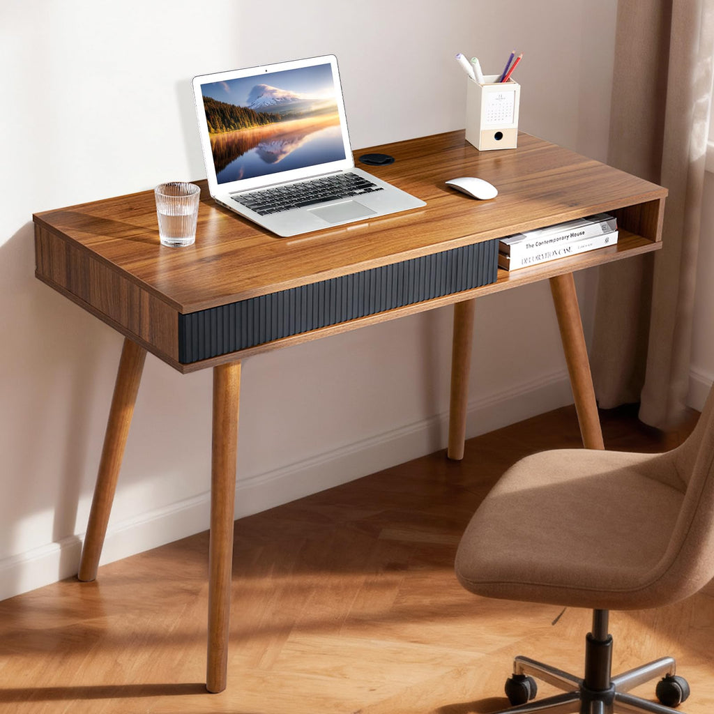 Walnut Wood Desk with Drawer G9710