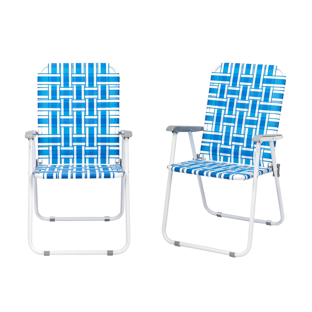 Set of 2 Blue Webbed Folding Camping Chairs K178