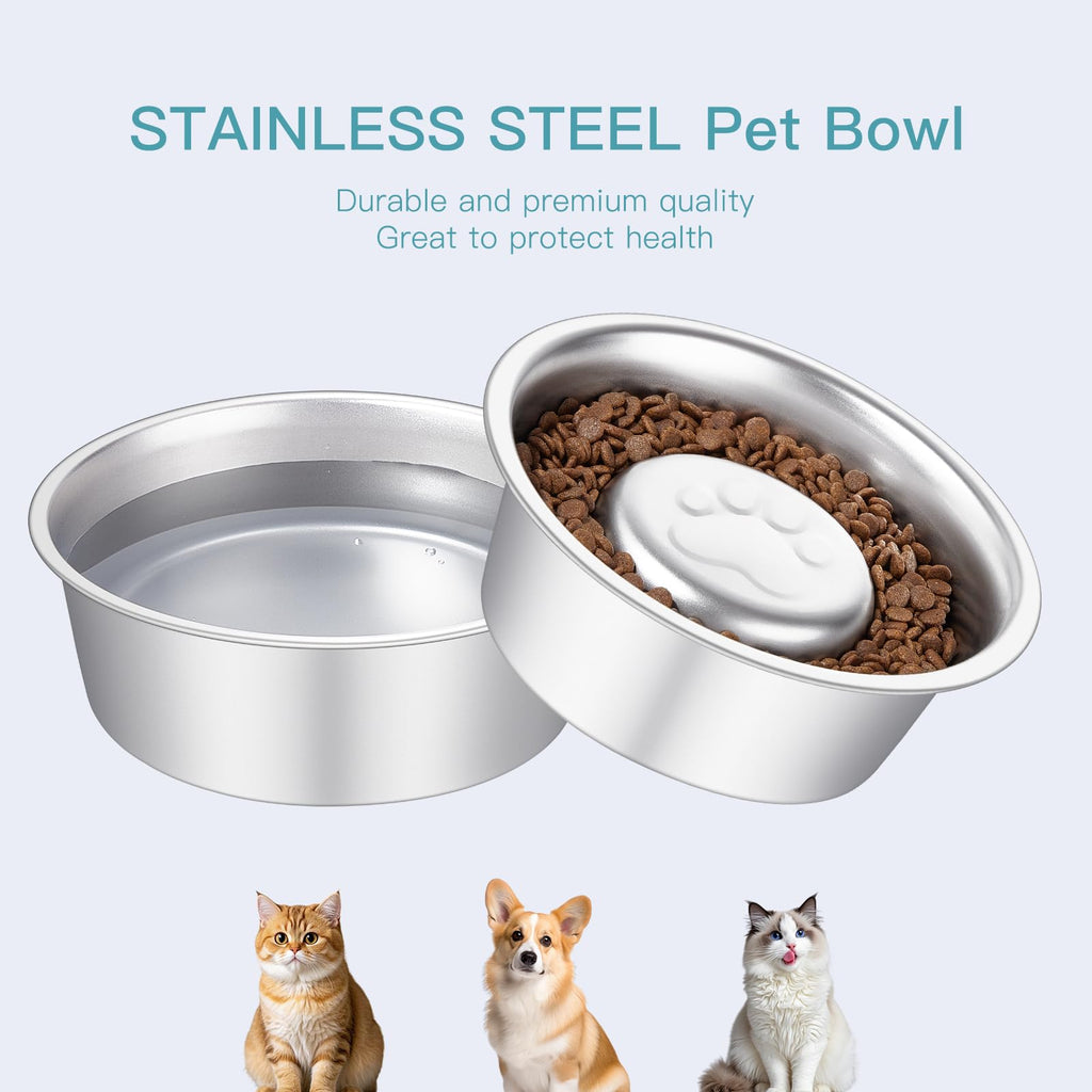 Stainless Steel Pet Dog Water and Food Bowl, 2-Pack G298