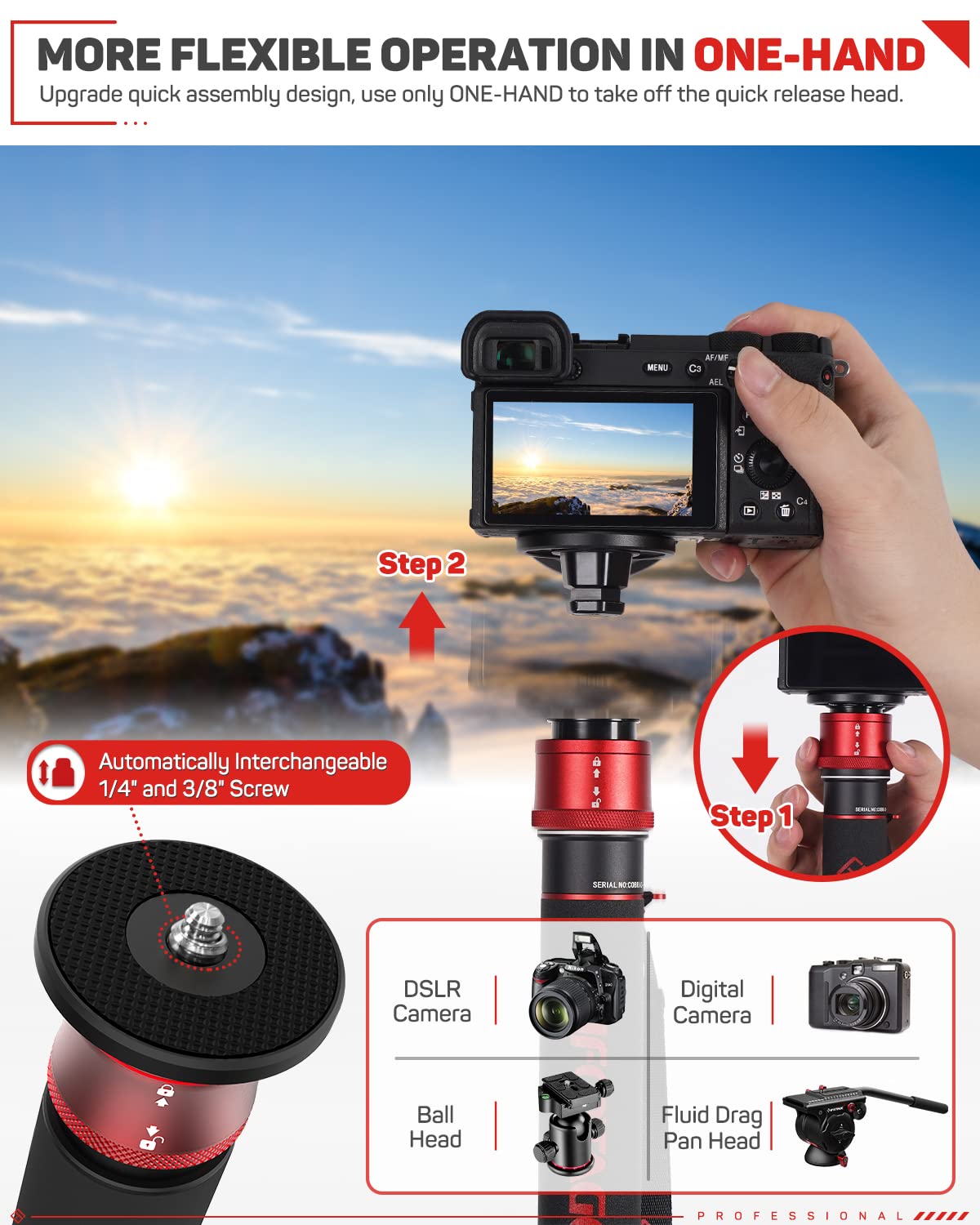 Carbon Fiber Monopod H3032