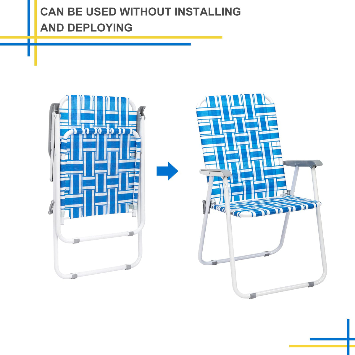 Set of 2 Blue Webbed Folding Camping Chairs K178