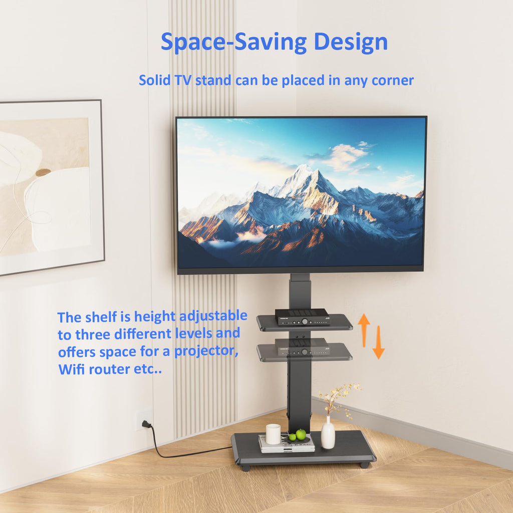 Rolling TV Stand with Power Outlet for 32-75" TV D343