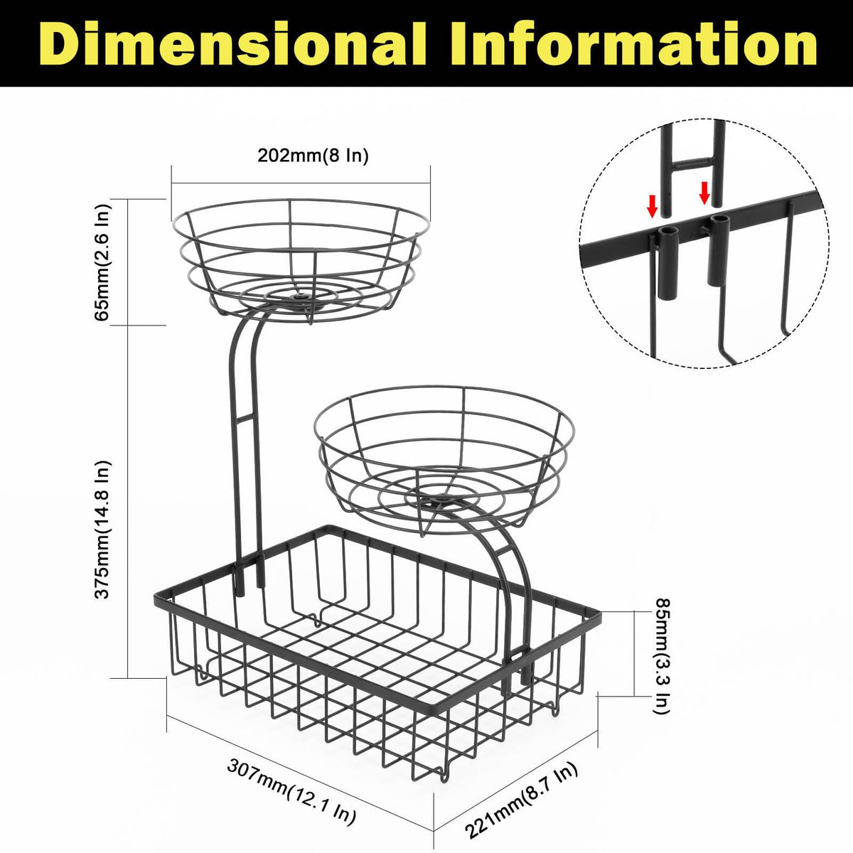 3 Tier Metal Fruit Vegetable Basket K687404