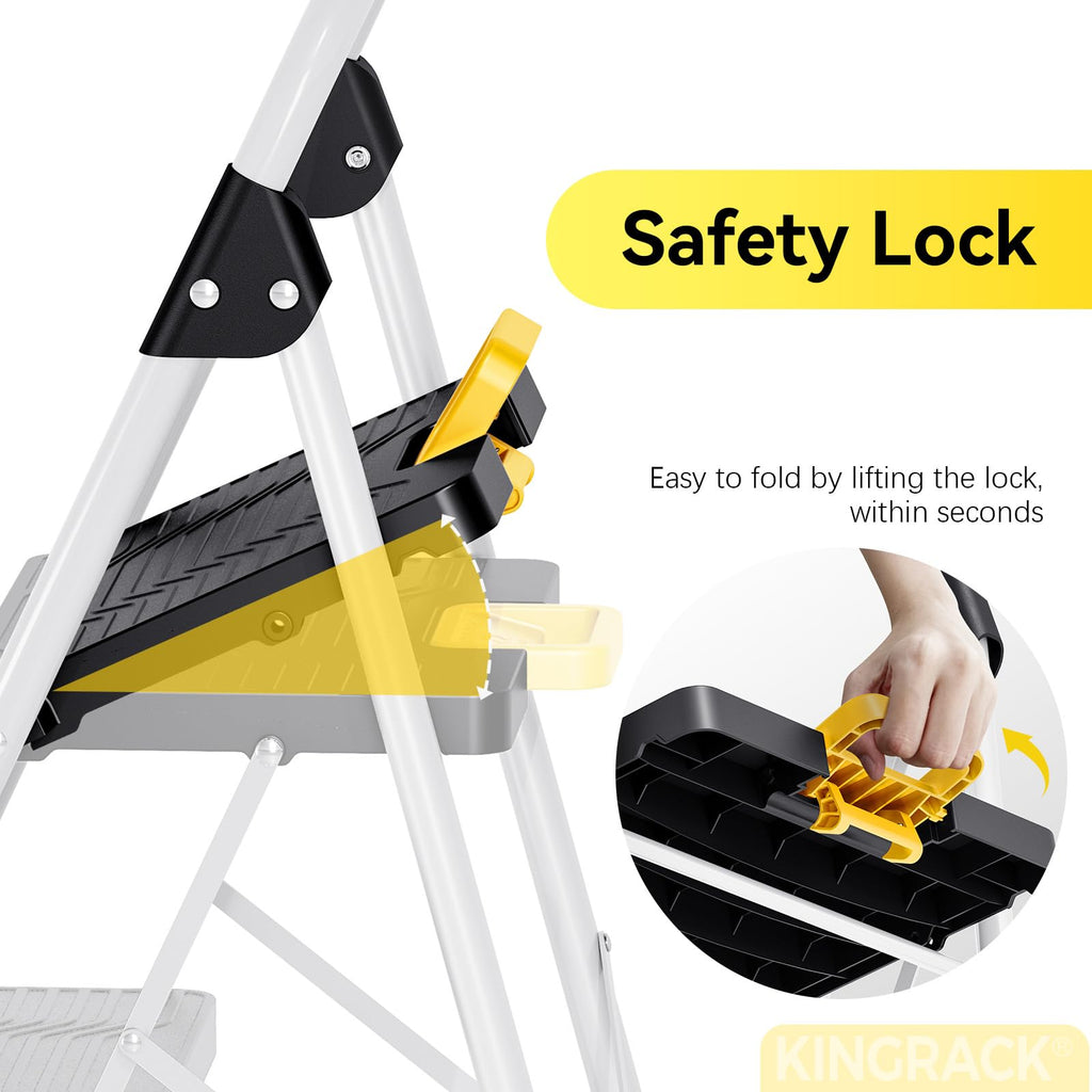 2 Step Folding Ladder 800lbs Capacity White S168423