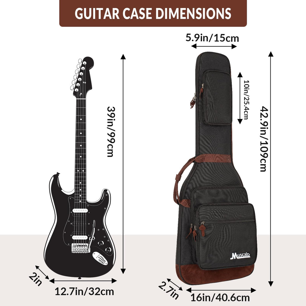 Black Electric Guitar Bag with Neck Strap and 4 Pockets A85751