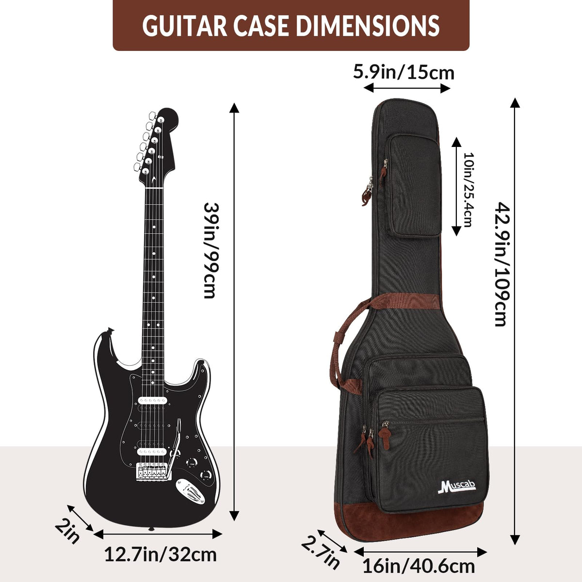 Black Electric Guitar Bag with Neck Strap and 4 Pockets A85751