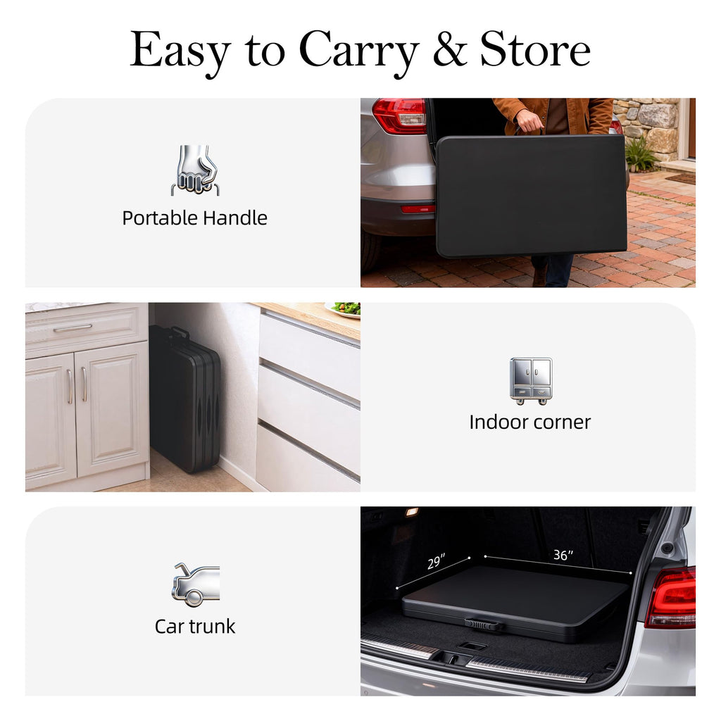 6FT Black Plastic Folding Table with Carrying Handle X1678