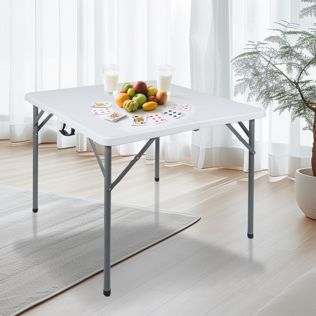 White Square Folding Card Table S3631