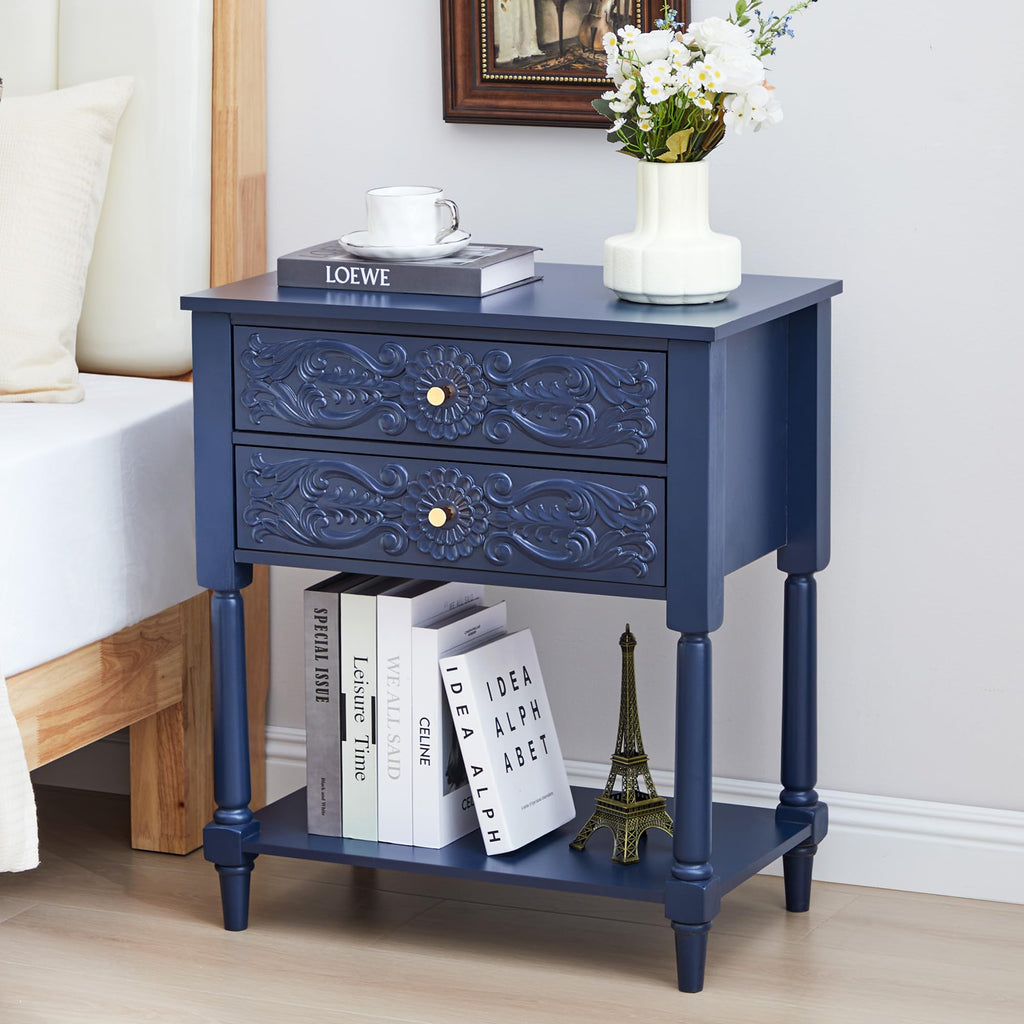 Farmhouse Bedside Table with 2 Drawers P229