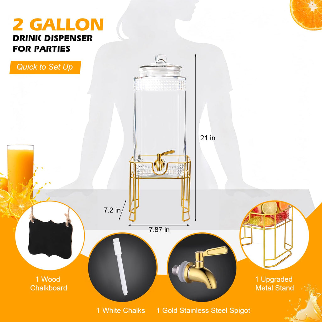 2 Gallon Stainless Steel Beverage Dispenser with Stand Q499223