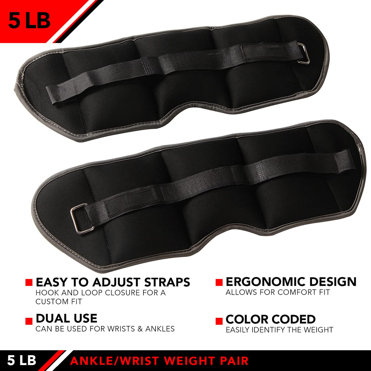 Ankle Weights Pair Set of 2 Adjustable Straps H616738