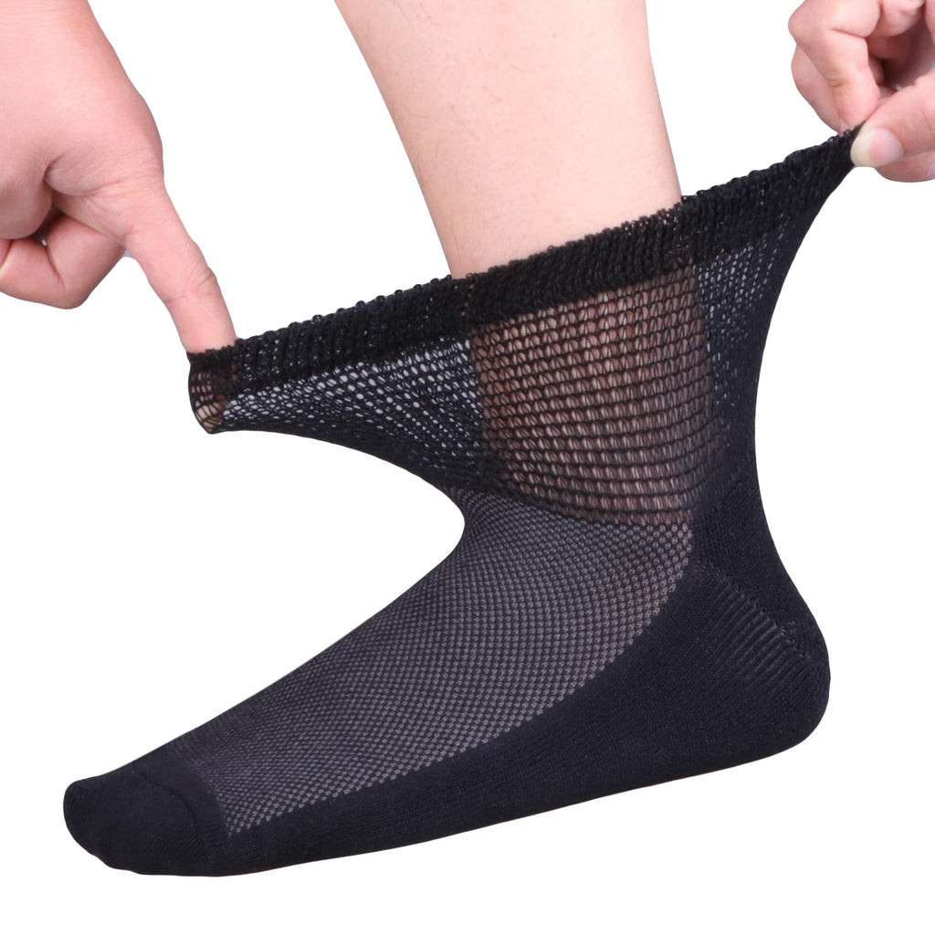Bamboo Viscose Diabetic Socks, Black, Size 10-13, 5 Pairs G840