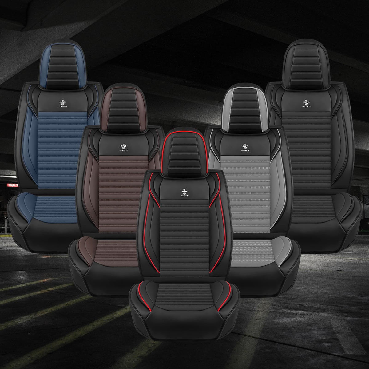 Custom Fit Seat Covers Full Set Black and Red P3338