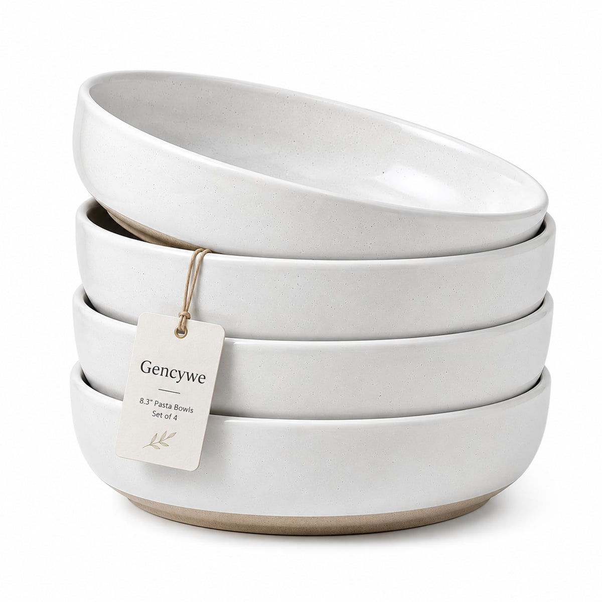 White Ceramic Pasta Bowls Set of 4 Z160