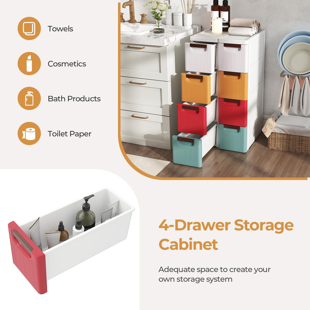 Multicolor 4 Drawer Narrow Plastic Dresser J69873