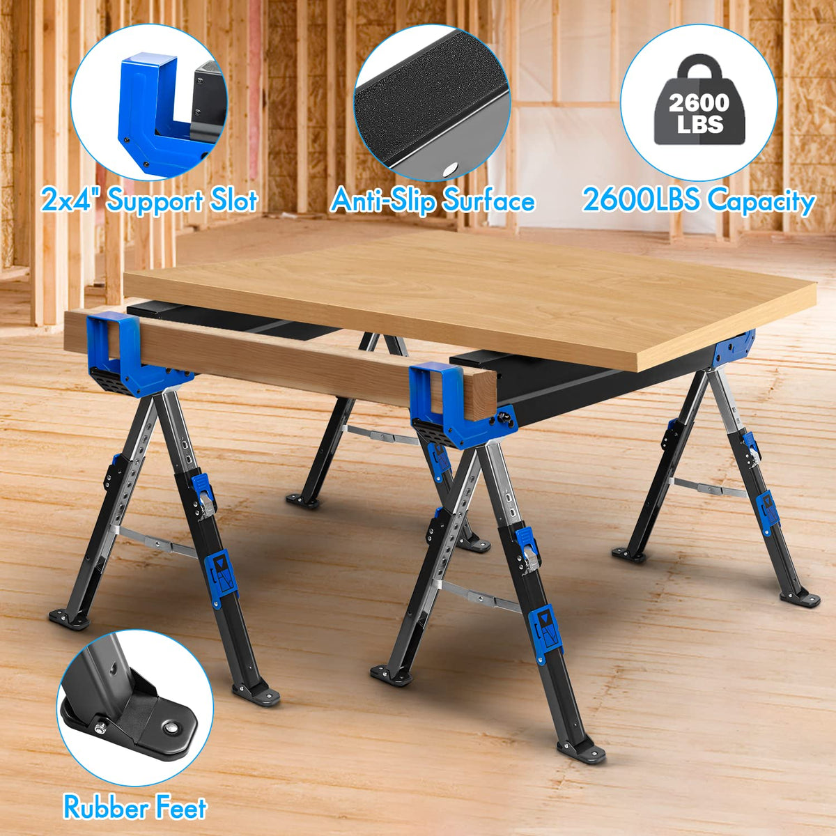 Heavy-Duty Folding Sawhorse 2 Pack A56077