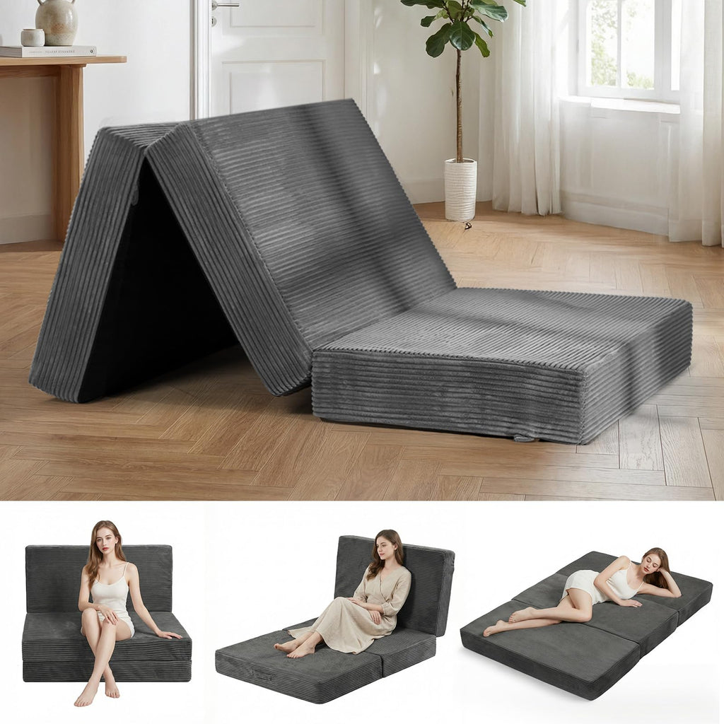 6 inch Tri Fold Twin Size Memory Foam Mattress J631772