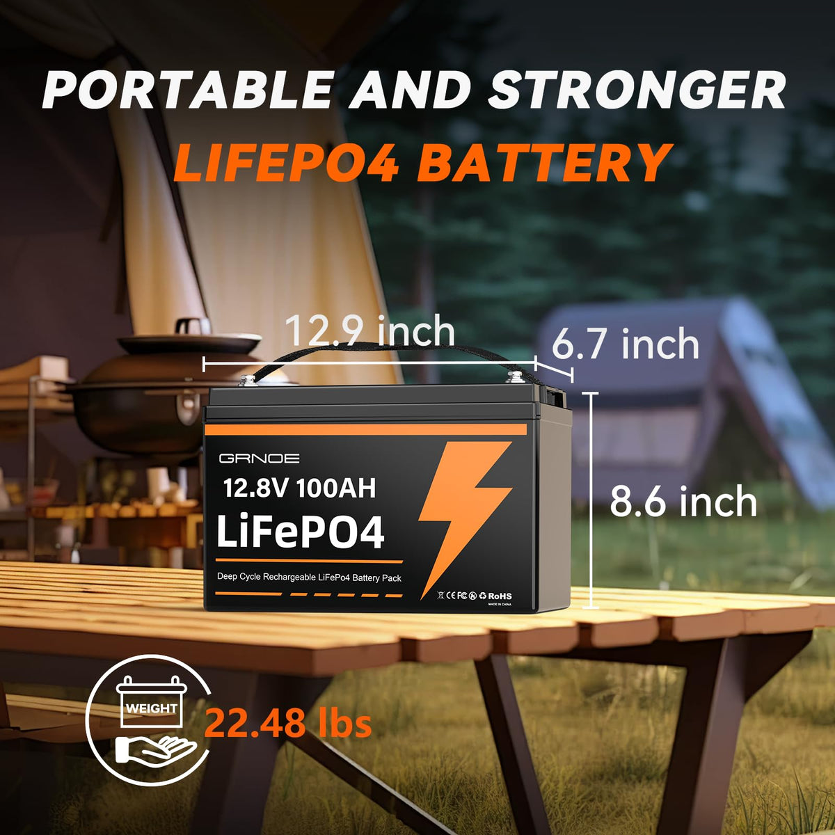 12V 100Ah LiFePO4 Lithium Battery 2-Pack with 100A BMS S6316