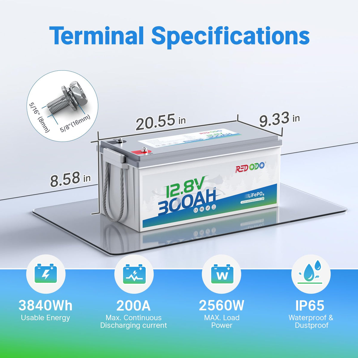 12V 300Ah LiFePO4 Marine Battery P8051