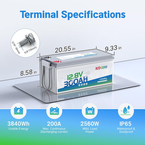 12V 300Ah LiFePO4 Marine Battery P8051