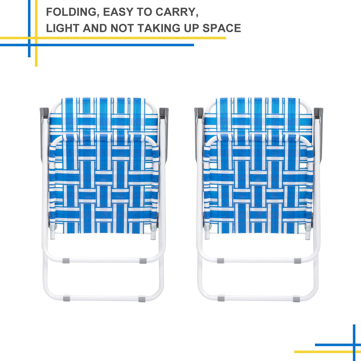 Set of 2 Blue Webbed Folding Camping Chairs K178