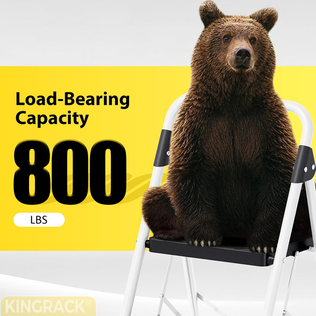 2 Step Folding Ladder 800lbs Capacity White S168423