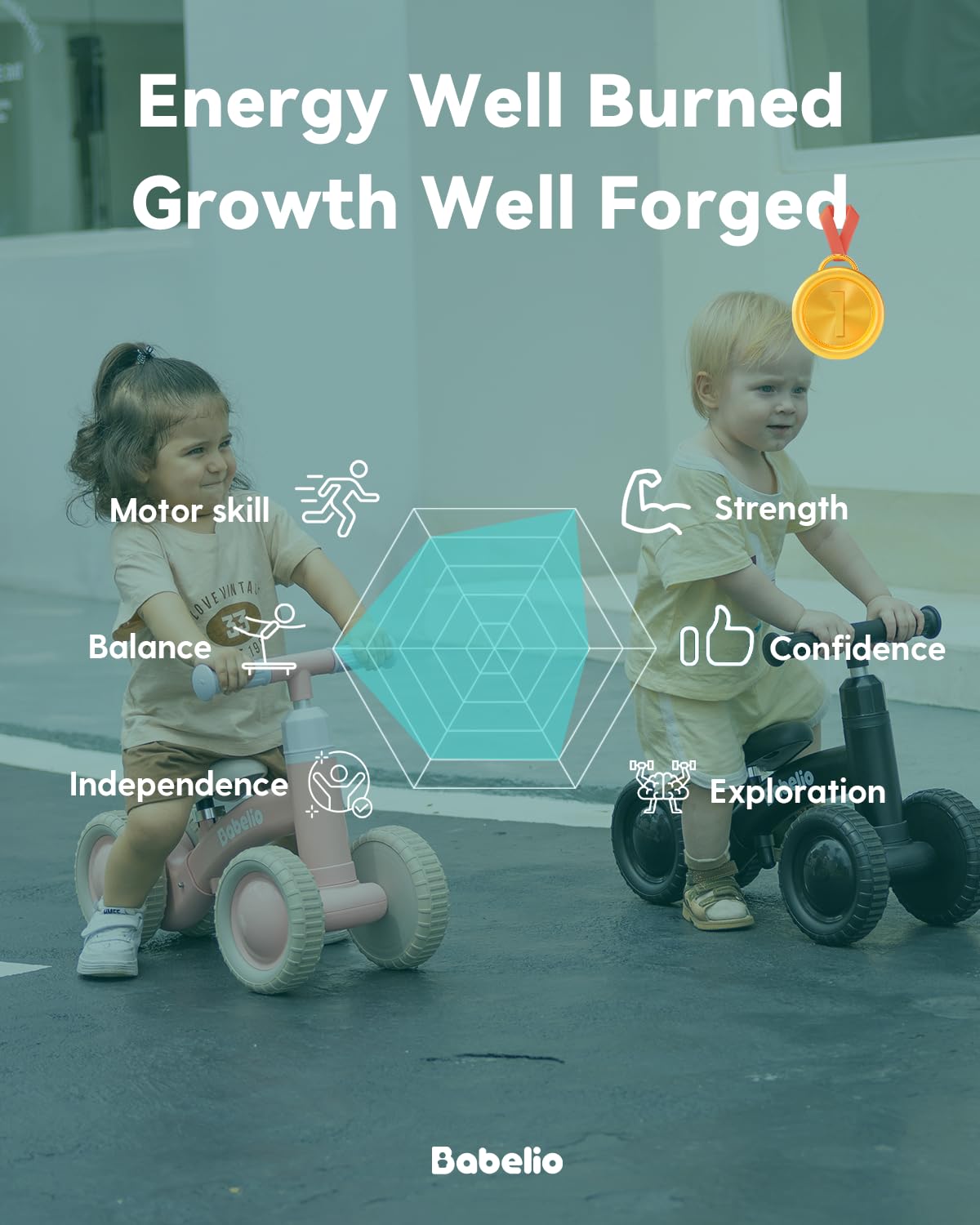Green Adjustable 4 Wheels Baby Balance Bike V807405