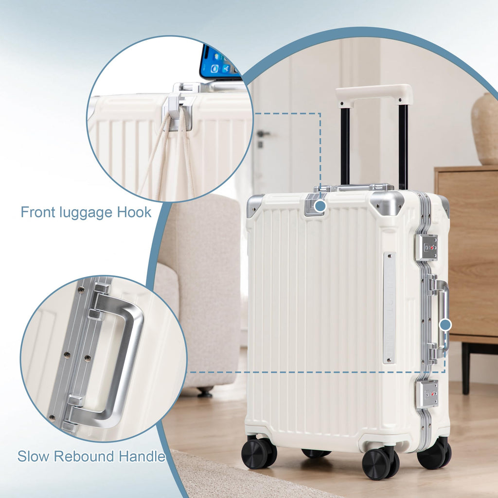 20 Inch White ABS Hardside Spinner Luggage with USB Port H266313
