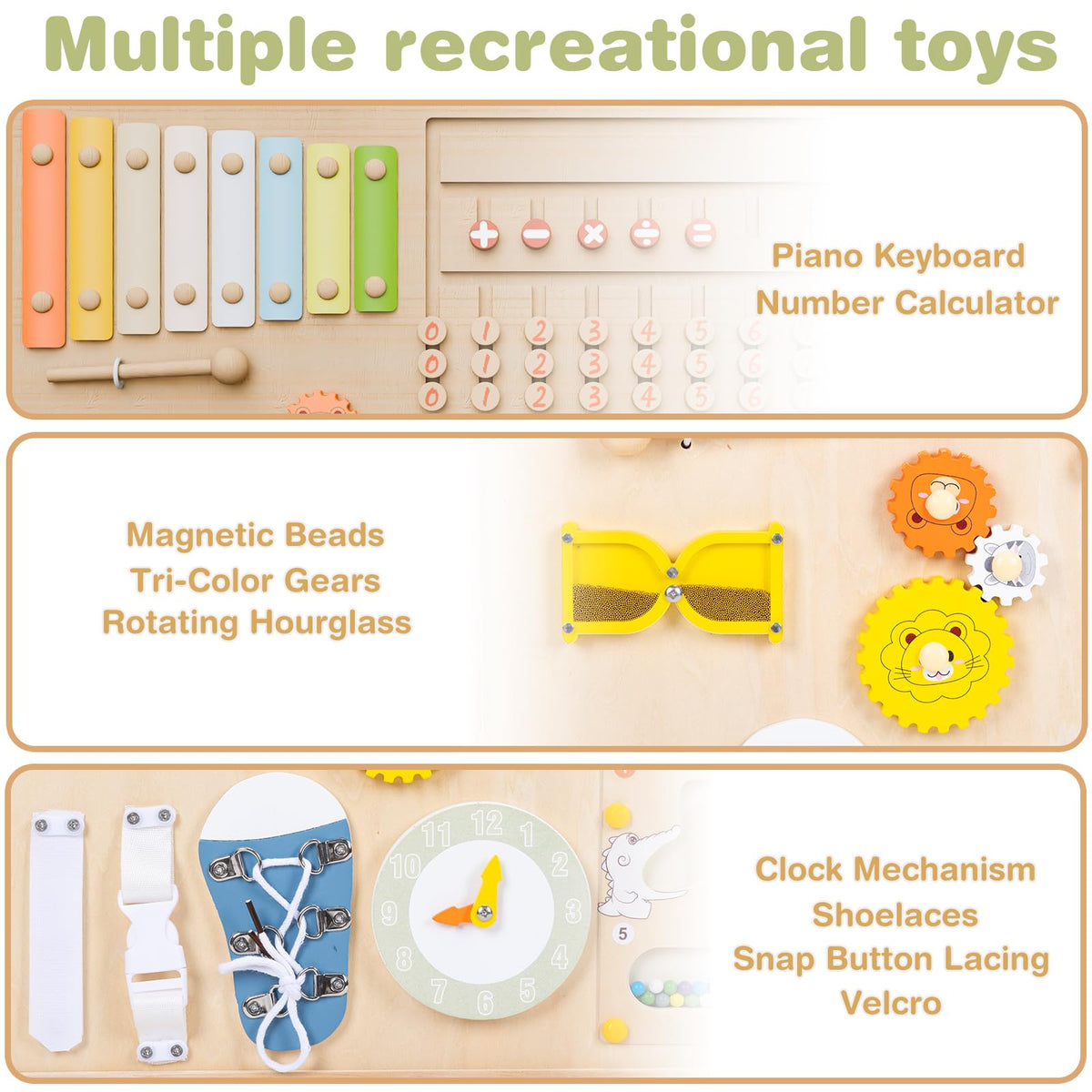 Foldable Wooden Baby Playpen with Toy Set N471