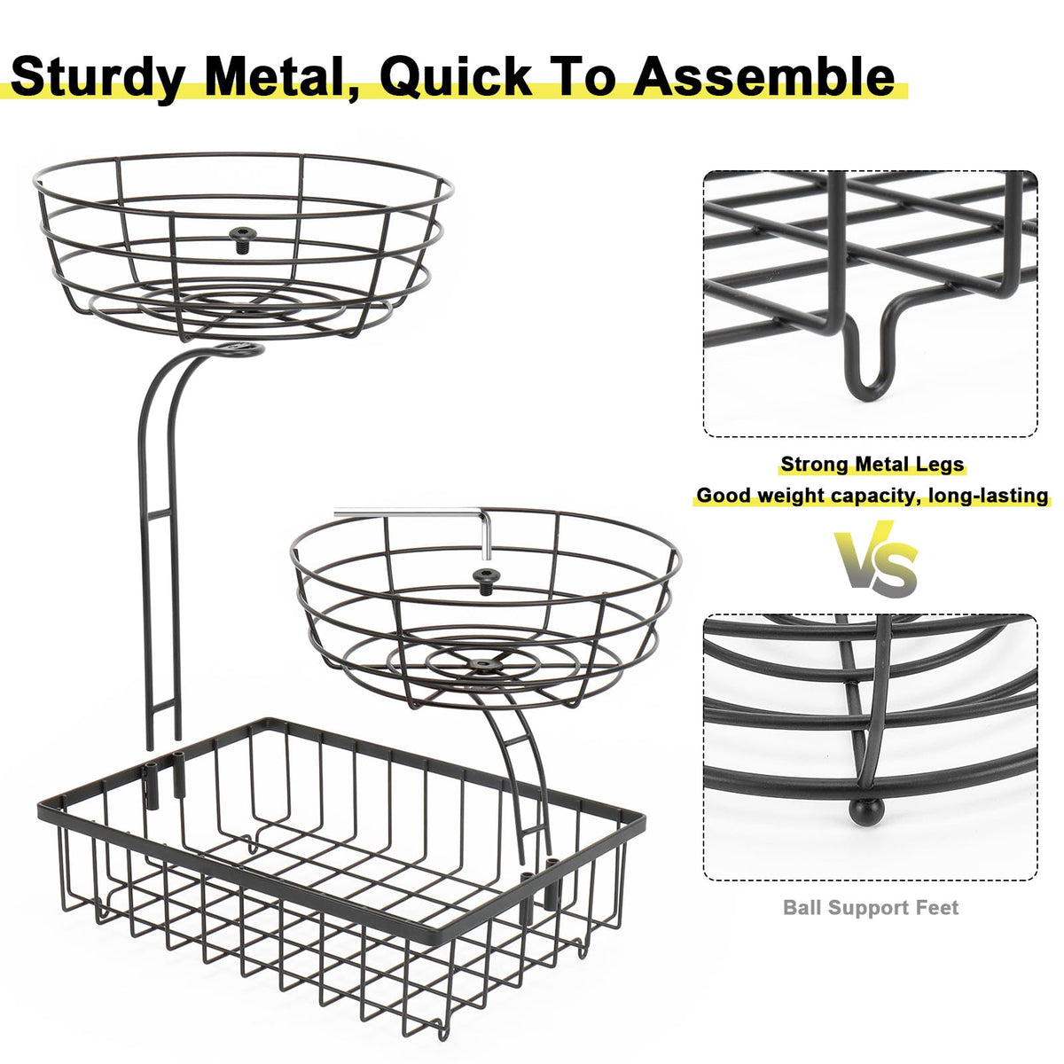 3 Tier Metal Fruit Vegetable Basket K687404