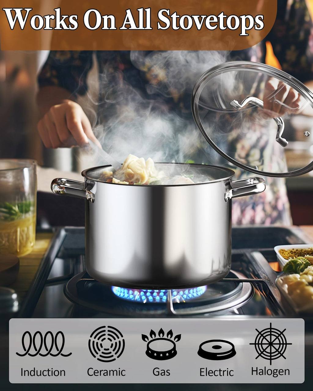 4 Quart Tri-Ply Clad Stainless Steel Stock Pot with Lid G694