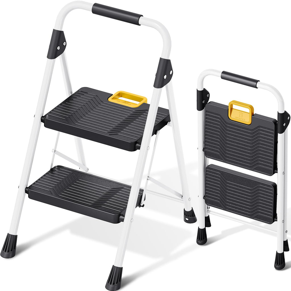 2 Step Folding Ladder 800lbs Capacity White S168423