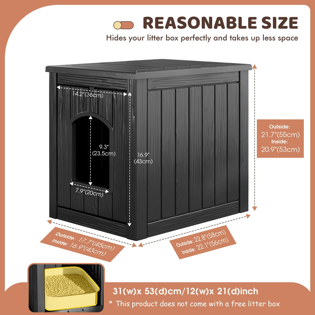 Weatherproof Resin Cat House with Hidden Litter Box T159