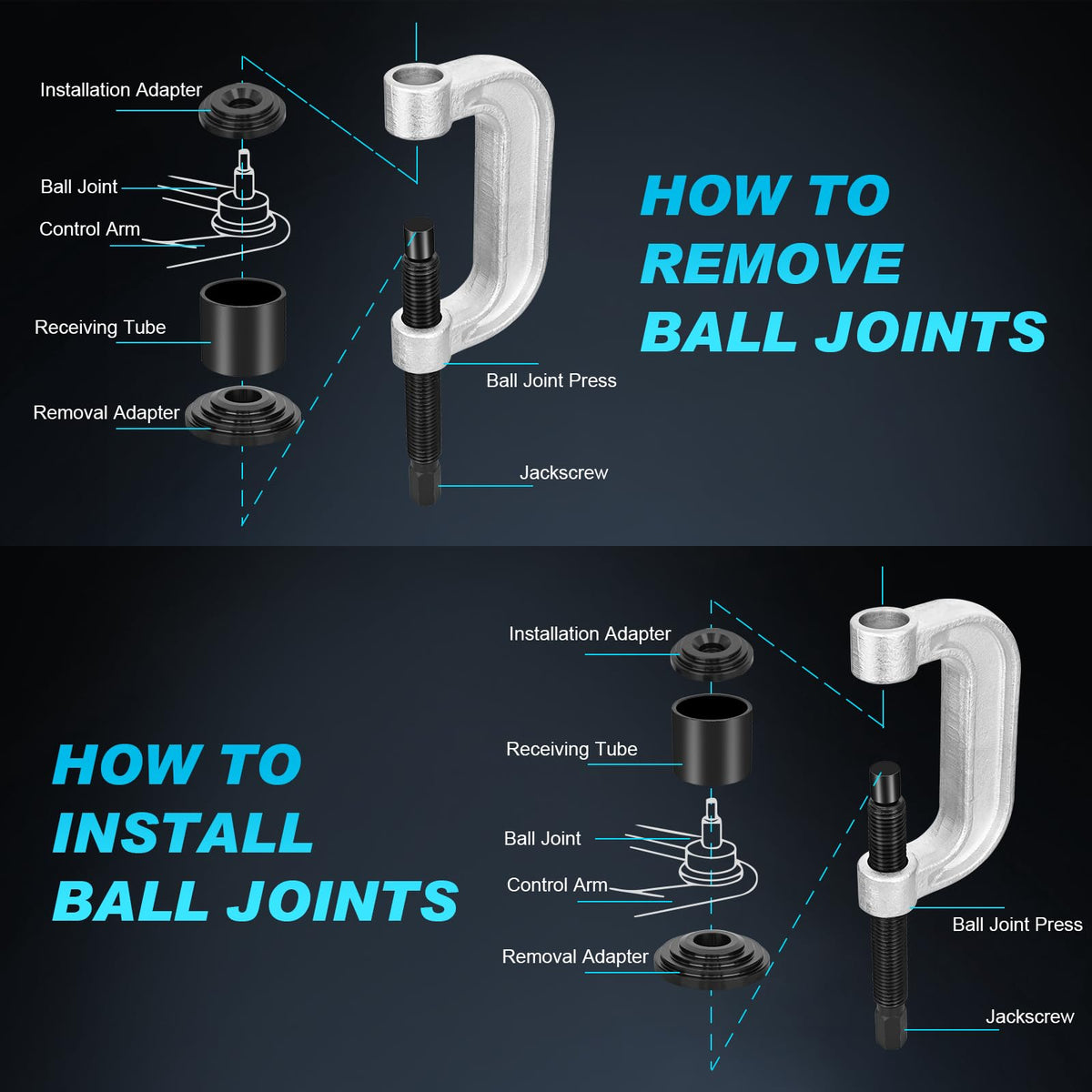 Ball Joint Press Kit, 10pcs Removal and Installation Tool Set X26465
