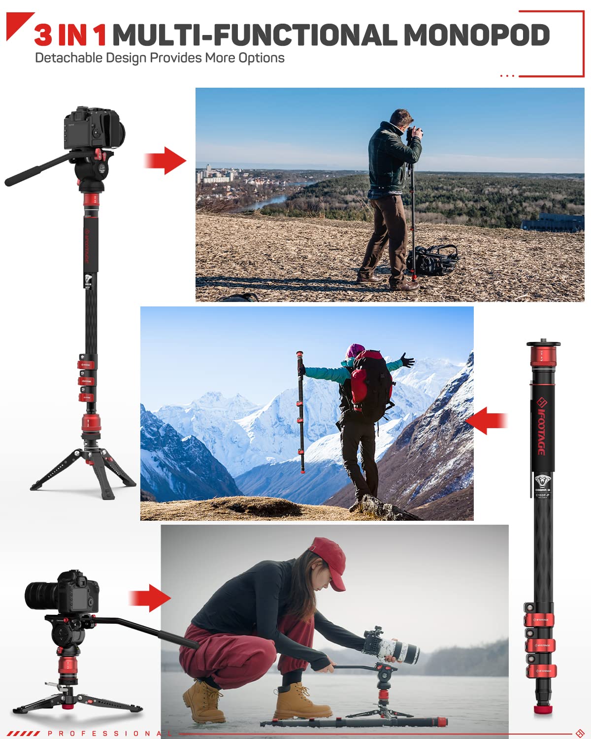 Carbon Fiber Monopod H3032