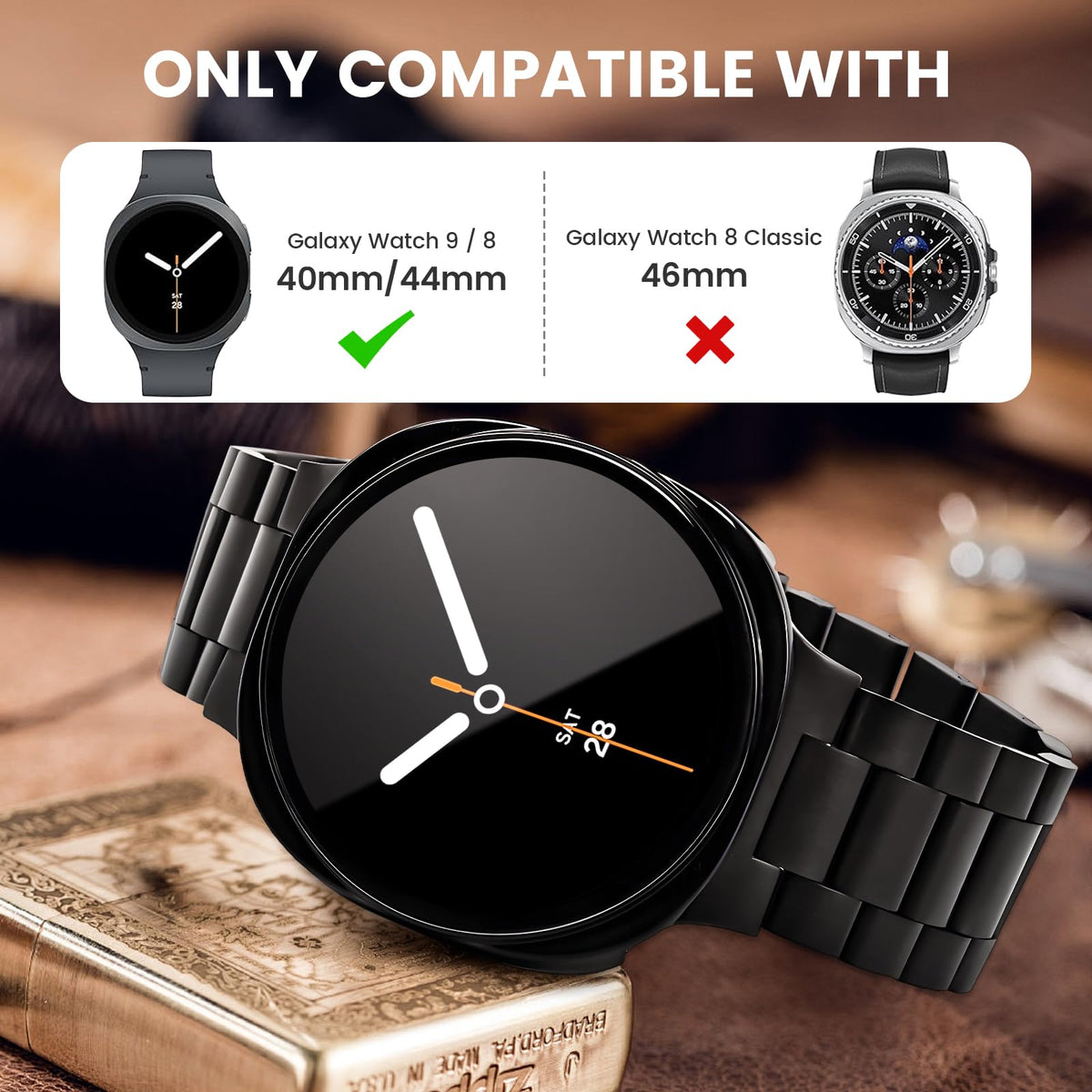 Stainless Steel Band and Case for Samsung Galaxy Watch 8 9 44mm 40mm N500