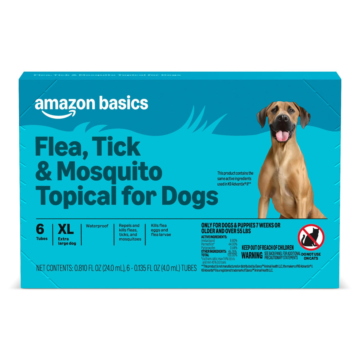 Flea, Tick & Mosquito Topical Treatment for X-Large Dogs, 6 Count W2153