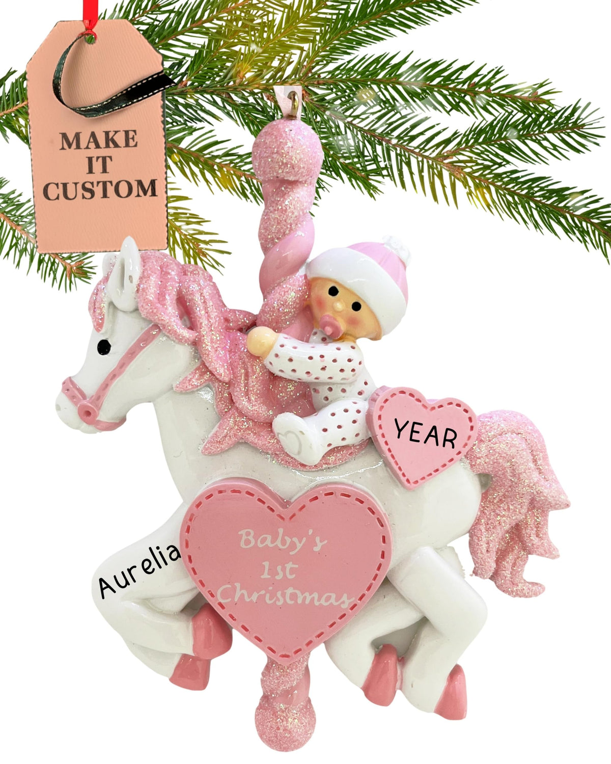 Baby's First Christmas Ornament 2026 Pink Carousel M602387