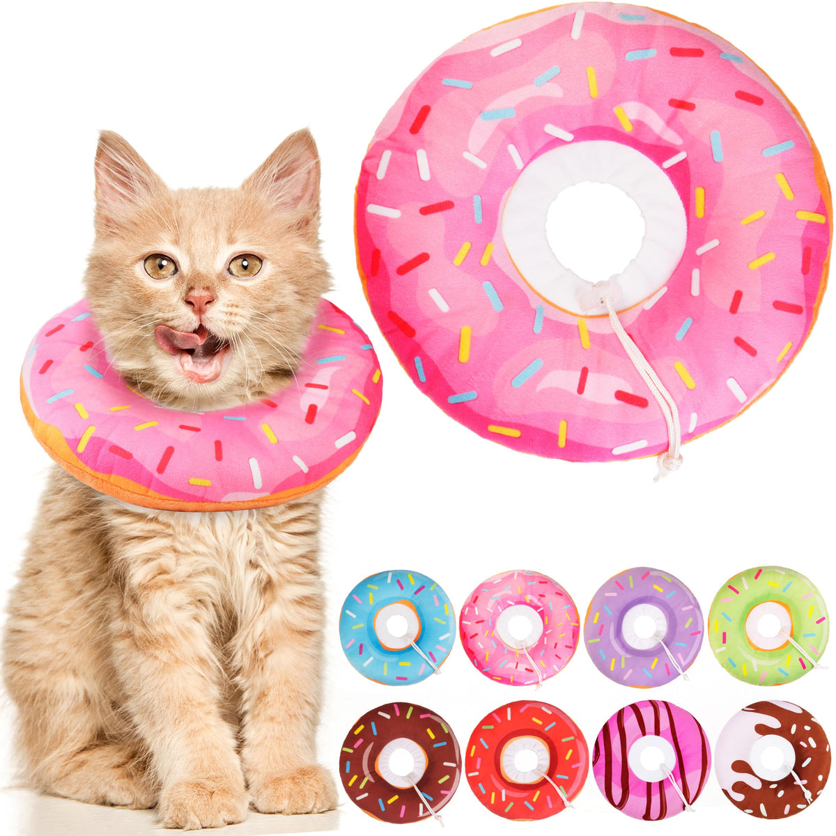 Soft Adjustable Cat Recovery Cone Collar Pink Small V15859