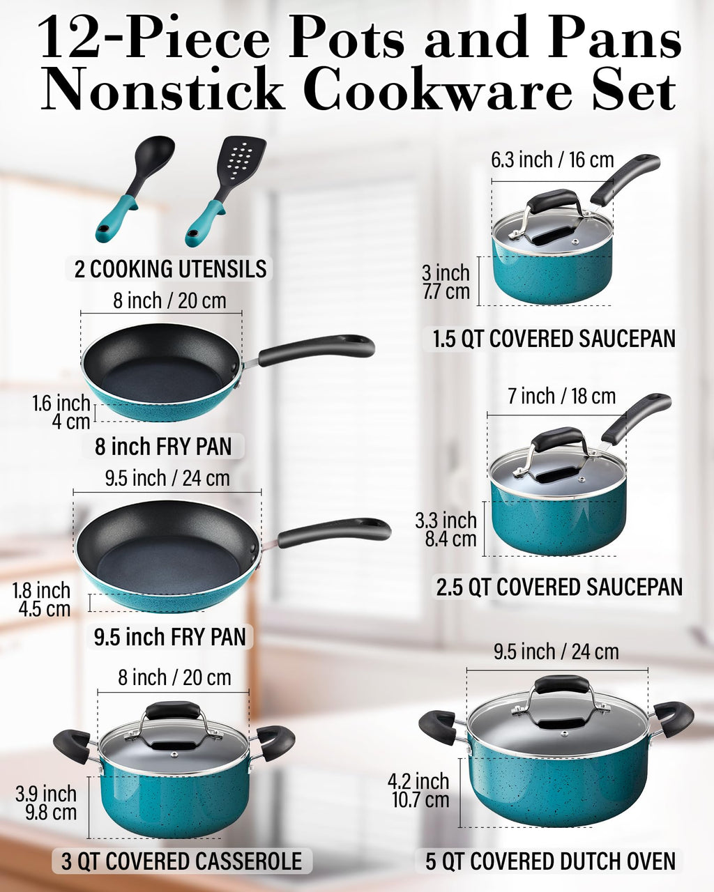 12-Piece Nonstick Induction Compatible Cookware Set B88117
