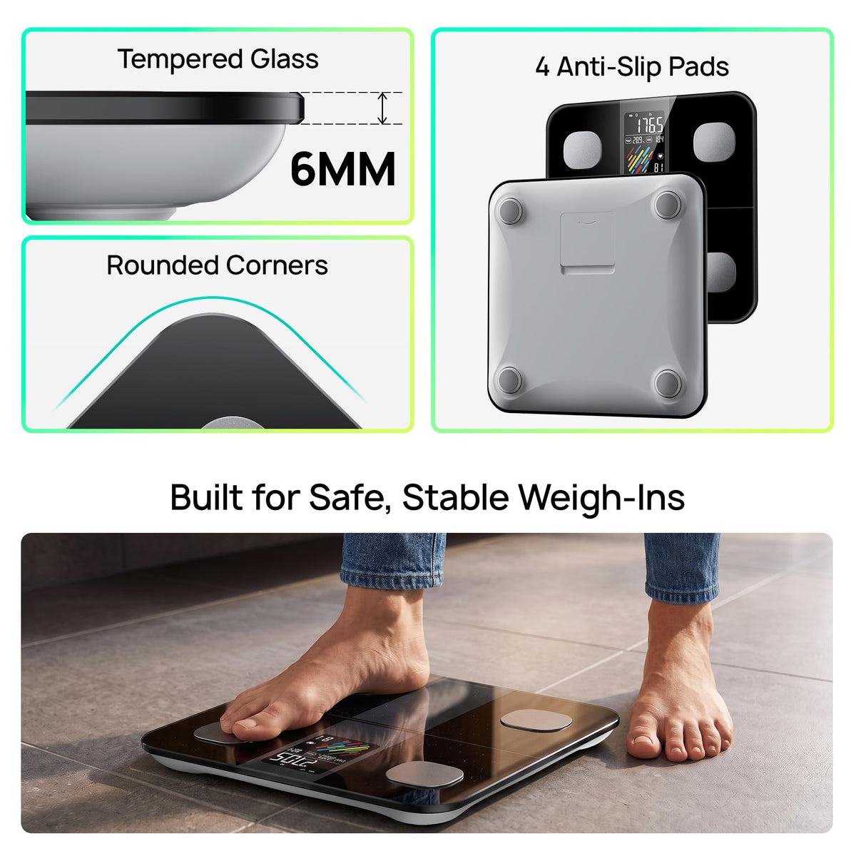 Smart Scale for Body Weight, High Accuracy Digital Bathroom Scale Y978